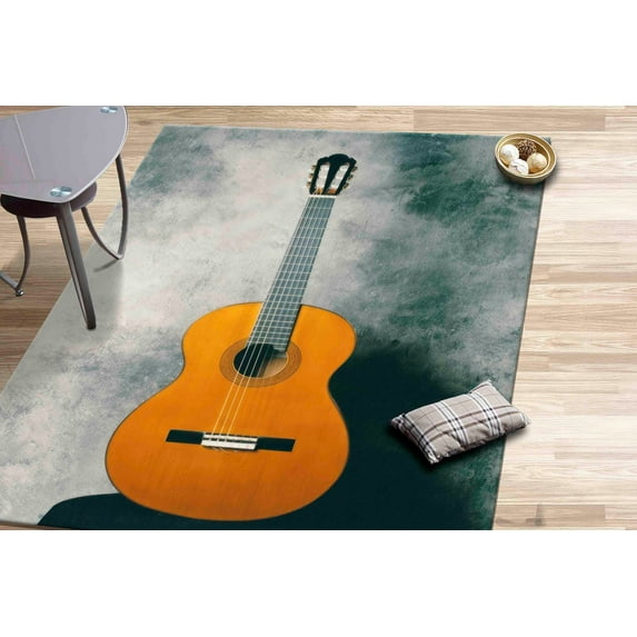 Guitar Rug, Gift for Guitarist Rug, Instrument Rug, Music Rugs, Anti-Slip Carpet, Soft Rug, Non-Slip Carpet, Gift For Her, Thin Rug, 3.3'x5' - 100x150 cm