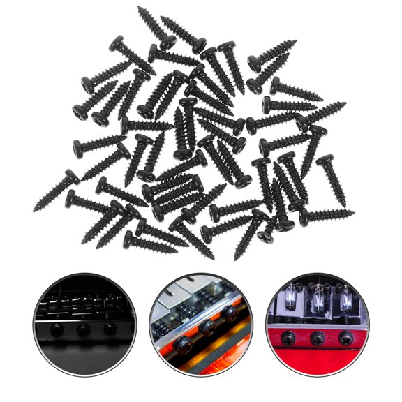 ETEREAUTY Tuning Peg Tuning Key Screws Guitar Screws Black 50 PCS/Set