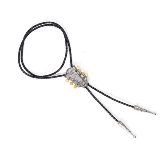 Guitar Shape Pendant Bolo Tie for Music Lover Festival Disco Party Necktie