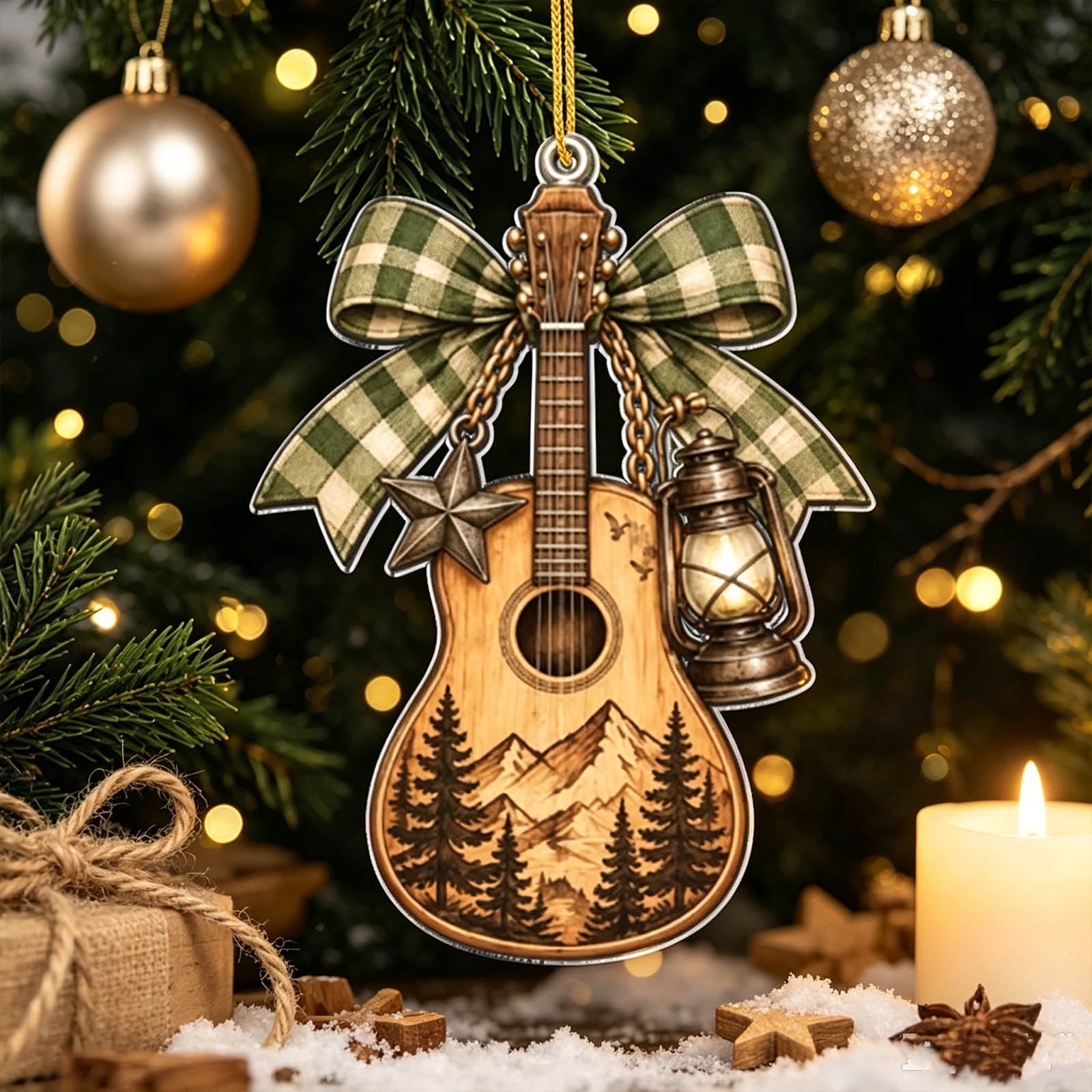 Guitar Shaped Acrylic Ornament, Musical Instrument Shaped Hanging ...