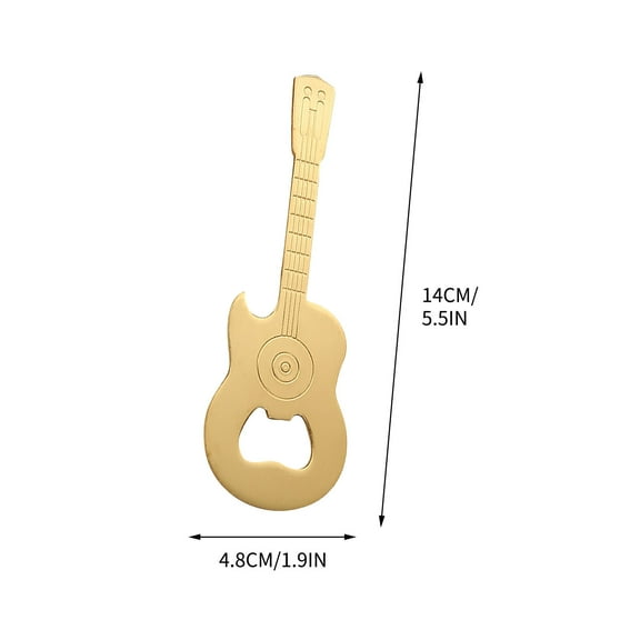Guitar Shaped Bottle Opener - Heavy Duty Stainless Steel Flat Beer Cap Remover | Pub & Home Bar Accessory - Pocket Size Kitchen Gadgets, Gift（Gold）