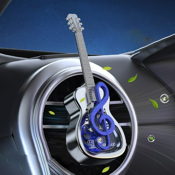 Guitar-Shaped Car Air Freshener Diffuser Essential Oil Aromatherapy for Car Air Outlet Silver ABS