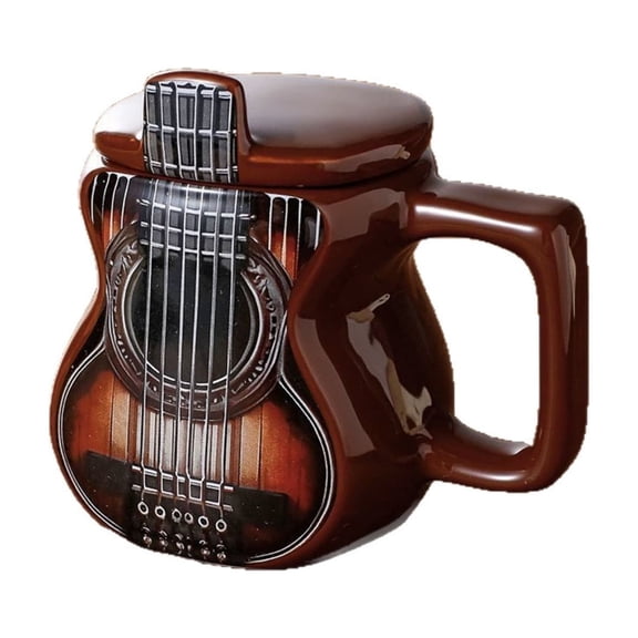 Guitar Shaped Mug Ceramic Music Themed Coffee Cup with Gift Box for Guitarist Musician Gift Novelty Tea Cup for Music Lovers Drinkware Unique Guitar Design Cup