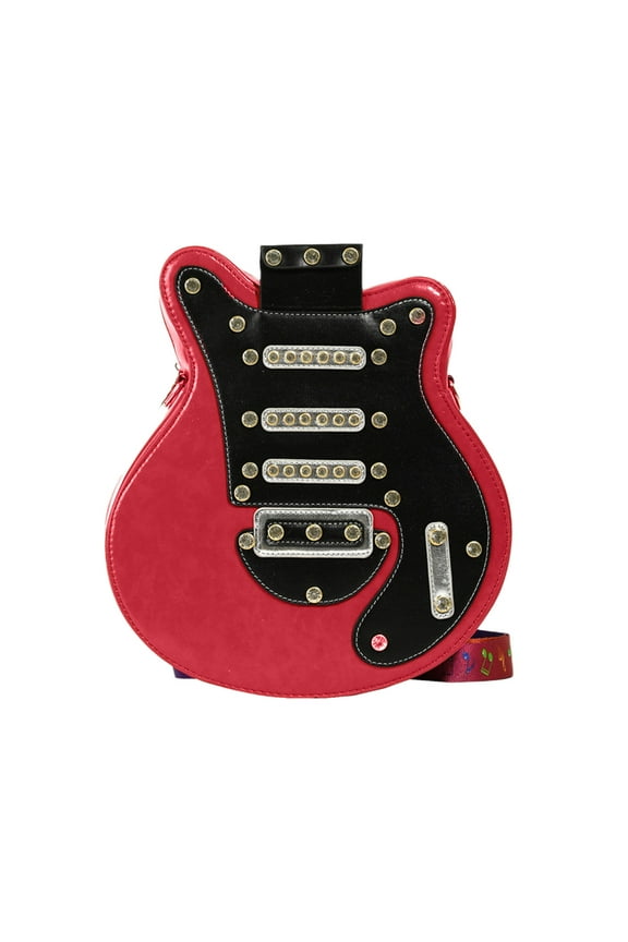 Guitar Shaped PU Leather Backpack With Adjustable Straps Crossbody Sling Bag Featuring Rhinestone Rivets And Multiple Pockets For Everyday Use Travel And Gifting