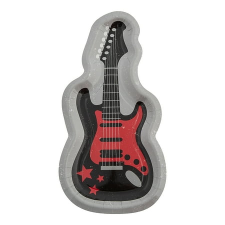 Guitar-Shaped Paper Dinner Plates - 8 Ct.