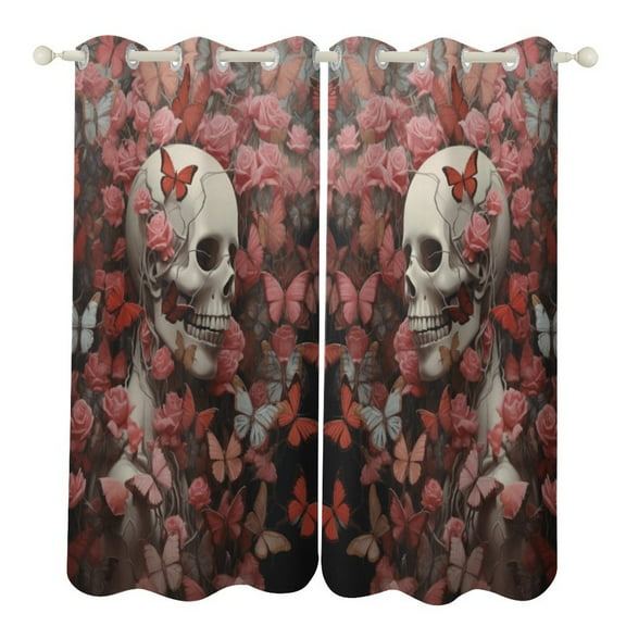 Guitar Skeleton Rock Blackout Curtains for Bedroom Curtains Insulated Room Darkening Window Drapes for Living Room