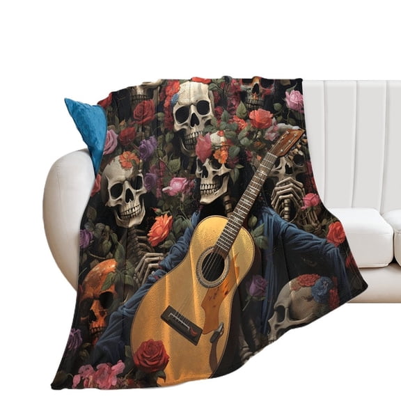 Guitar Skeleton Rock Blanket Lightweight Cozy Couch Bed Super Soft And Microfiber Throws Blankets for All Seasons