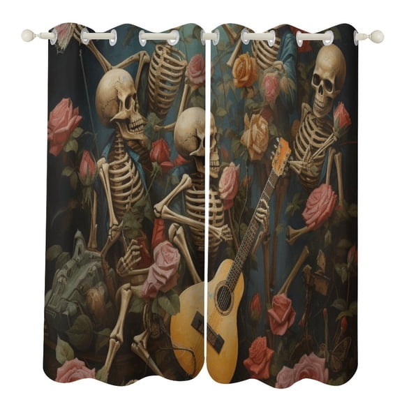 Guitar Skeleton Rock Modern Window for Living Room Curtains for Child Bedroom Kitchen Decor Blinds Drapes