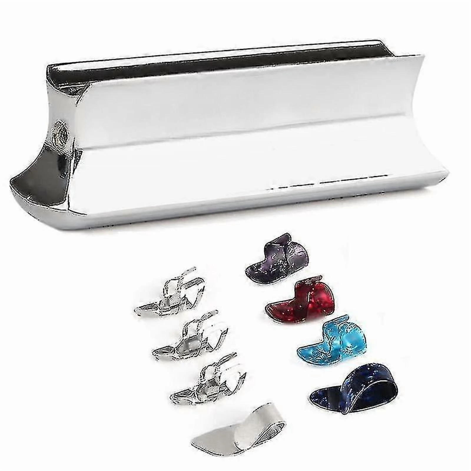 Guitar Slide Metal Steel Tone-bar,with Celluloid And Stainless Steel Metal Thumb & Finger Picks Ple