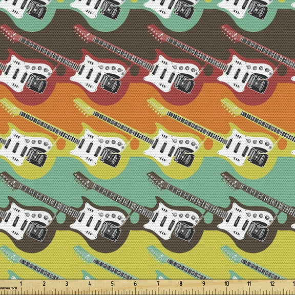 Ambesonne Guitar Fabric by the Yard Upholstery, Abstract Colors Modern, 3 Yards, Multicolor