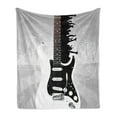 thumbnail image 1 of Guitar Soft Flannel Fleece Blanket, Contemporary Layout of People Silhouettes Partying with Curvy Details, Cozy Plush for Indoor and Outdoor Use, 50" x 60", Charcoal Grey Pale Taupe, by Ambesonne, 1 of 5