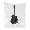 thumbnail image 1 of Guitar Soft Flannel Fleece Blanket, Monochrome Musical Instrument with Strings Acoustic Color Splashes Creative Outlet, Cozy Plush for Indoor and Outdoor Use, 60" x 80", Black White, by Ambesonne, 1 of 6