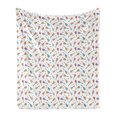 thumbnail image 1 of Guitar Soft Flannel Fleece Blanket, Rhythm and Melody Pattern with Colorful Acoustic Guitars Country Music Songs Theme, Cozy Plush for Indoor and Outdoor Use, 50" x 60", Multicolor, by Ambesonne, 1 of 6