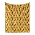 thumbnail image 1 of Guitar Soft Flannel Fleece Throw Blanket, Colorful Repeating Pattern with Musical Instrument and Notes, Cozy Plush for Indoor and Outdoor Use, 50" x 60", Mustard and Multicolor, by Ambesonne, 1 of 5