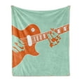 thumbnail image 1 of Guitar Soft Flannel Fleece Throw Blanket, Creative Musician Playing Jamming Instrument Acoustic Performing Vintage, Cozy Plush for Indoor and Outdoor Use, 70" x 90", Mint Green Orange, by Ambesonne, 1 of 5