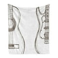 thumbnail image 1 of Guitar Soft Flannel Fleece Throw Blanket, Hand Drawn Monochrome Doodle Illustration of Instruments of 2 Kinds Music, Cozy Plush for Indoor and Outdoor Use, 70" x 90", Dark Brown White, by Ambesonne, 1 of 6