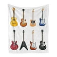 thumbnail image 1 of Guitar Soft Flannel Fleece Throw Blanket, Wide Variety of String Instruments Realistic Musical Pattern Jazz Bluescoustic, Cozy Plush for Indoor and Outdoor Use, 70" x 90", Multicolor, by Ambesonne, 1 of 5