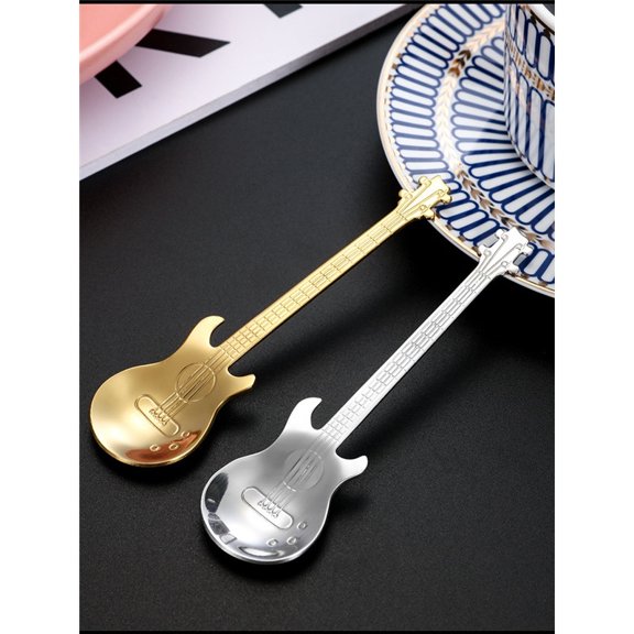 Guitar Spoon Set Stainless Steel Coffee Spoon - Demitasse Espresso Spoons, Cute Teaspoon for Stirring Drink Mixing Milkshake Jam