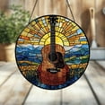 thumbnail image 1 of Guitar Stained Glass Suncatcher – Musical Instrument Window Hanging, Music Lover Gift, Guitar Player Home Decor, 1 of 5