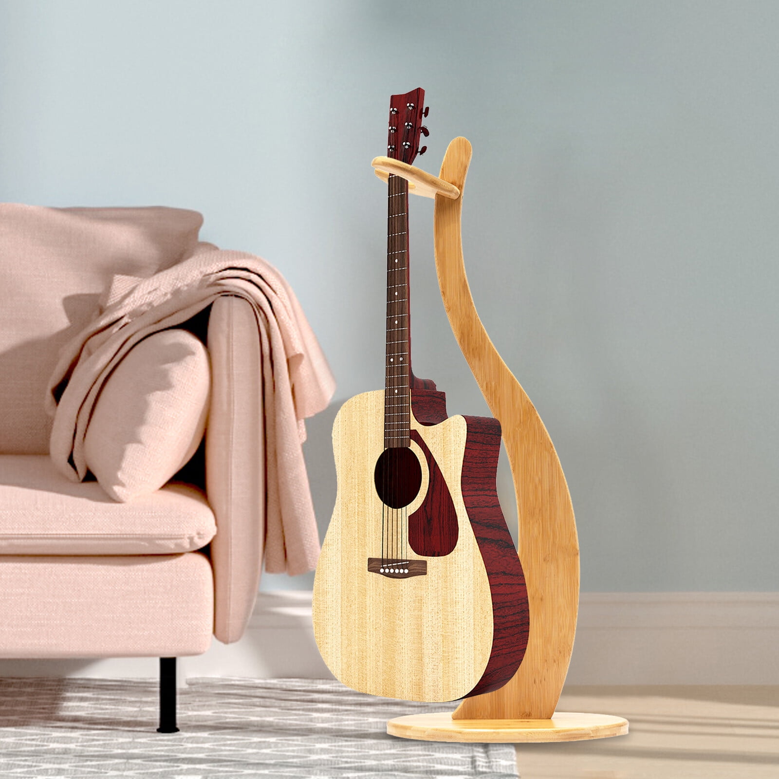 Guitar Stand- Made With Bamboo- For Acoustic, Electric, Classical, Ukulele and Banjos- Pads on Bottom for Stability
