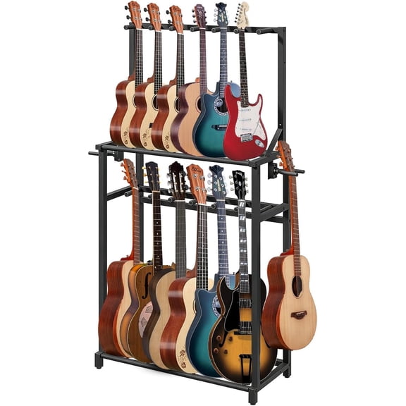 Guitar Stand, Multiple Guitars Storage Rack with Side Hooks, Multiple Guitar Rack Holder - Applicable to Various InstrumentsGuitar Stand for Music Studio,Home , StageBlack