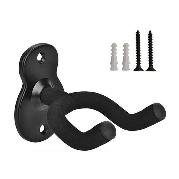 Guitar Stand Wall Mount Hanger, Black U-Shaped Guitar Wall Hanger Mount Holder Hook Stand with Soft Cotton Padding for Bass, Banjo, Acoustic, Ukulele(One Pcs)
