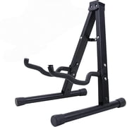 Behome Foldable Guitar Stand, Portable and Adjustable A-Frame Bass Guitar Display Stand, with Non-slip Rubber And Foam Arm, Suitable for Electric & Acoustic Guitars, Bass & Banjo, Black