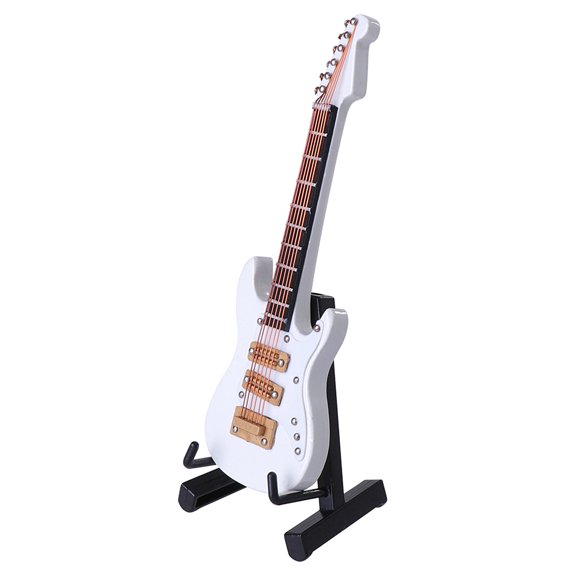 Guitar Statue Replica Mini Electric Model Decorate White Wooden