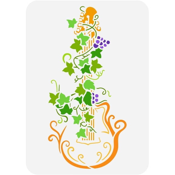 Guitar Stencil for Painting 8.3x11.7inch Reusable Guitar with Vine Painting Template Craft Guitar with Ivy Stencil for Painting on Wood Wall Fabric Paper Furniture colorful DIY