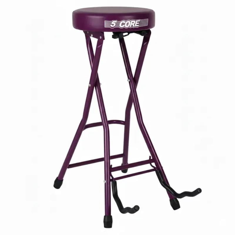 Guitar Stool Padded Chair Foldable Heavy Duty Music Seat Built in Foot Rest Guitar Stand