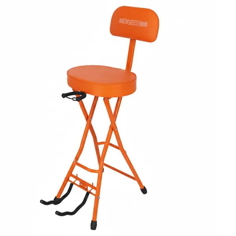 Guitar Stool Padded Chair with Backrest Foldable Music Seat Built in Foot Rest Guitar Stand