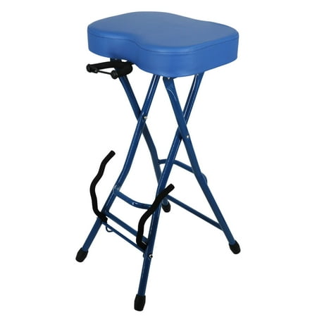Guitar Stool with Built-in Neck Rest & Foot Rest, Foldable Padded Chair 3.15" Seat Heavy Duty 350 lb Capacity