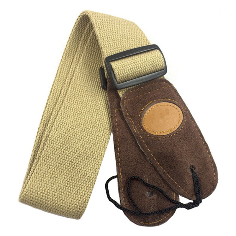 Guitar Strap, 100 Soft Cotton Leather Ends Strap, Guitar Straps for Acoustic Guitar, Bass