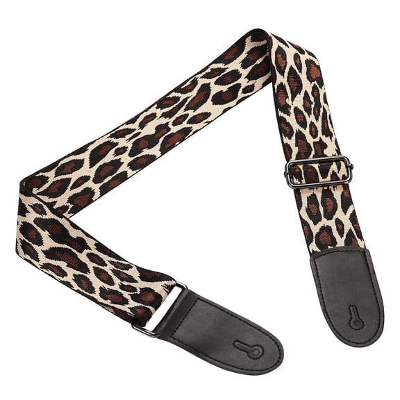 Guitar Strap, Adjustable Straps with Black Buckle, Pink Leopard