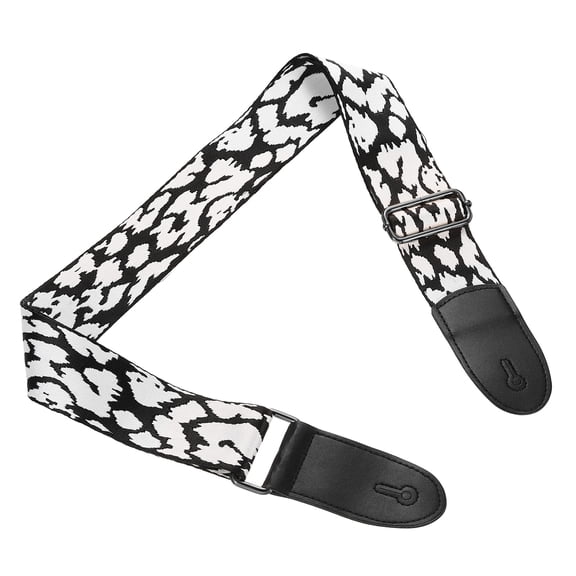 Guitar Strap, Adjustable Straps with Black Buckle, White Leopard