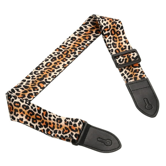 Guitar Strap, Adjustable Straps with Black Plastic Buckle, Orange Leopard