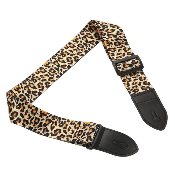 Guitar Strap, Adjustable Straps with Black Plastic Buckle, Yellow Leopard