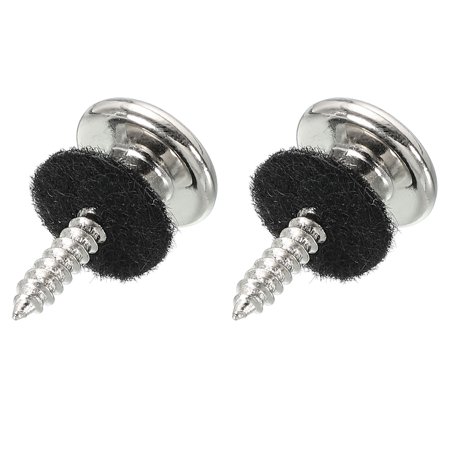 Guitar Strap Button Buckle Lock Metal Small End Pins Sets Silver with Black Felt Washer for Guitar, 2 Set