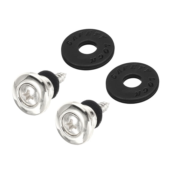 Guitar Strap Lock Bass Strap Button Buckle with Black Washers for Guitar Ukulele (Chrome Pack of 2)