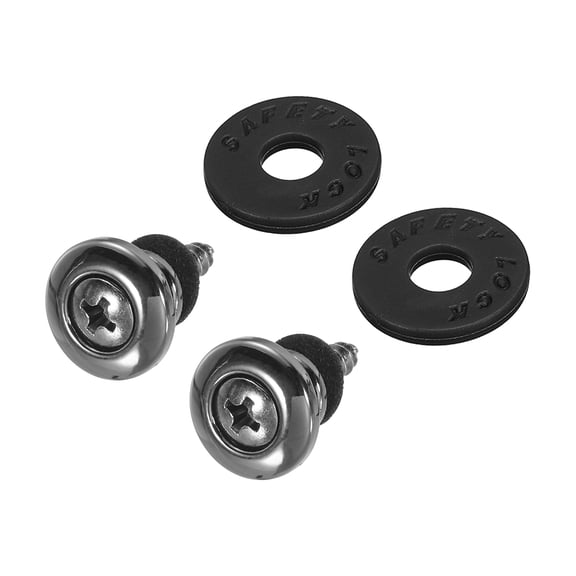 Guitar Strap Lock Bass Strap Button Buckle with Black Washers for Guitar Ukulele (Dark Nickel Pack of 2)