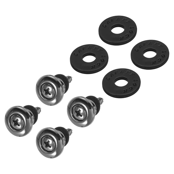 Guitar Strap Lock Bass Strap Button Buckle with Black Washers for Guitar Ukulele (Dark Nickel Pack of 4)