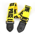 thumbnail image 1 of Guitar Strap Yellow "POLICE LINE DO NOT Cross" Leather Str Guitar Stock A2S0, 1 of 9