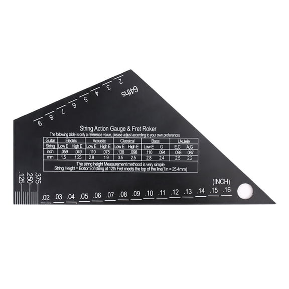 Guitar String Action Gauge Ruler, Guitar Set Up Gauge, Multifunctional Guitar Fret Rocker Luthier Tools, Gauge