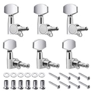 Guitar String Tuning Pegs 6 Chrome Tuners Heads Machine 3L3R Set Silver for Acoustic or Electric Musician Instrument Parts Accessories Fender Replacement