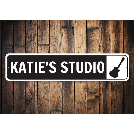 Guitar Studio Novelty Decor, Metal Wall Sign - 4x18 Inches