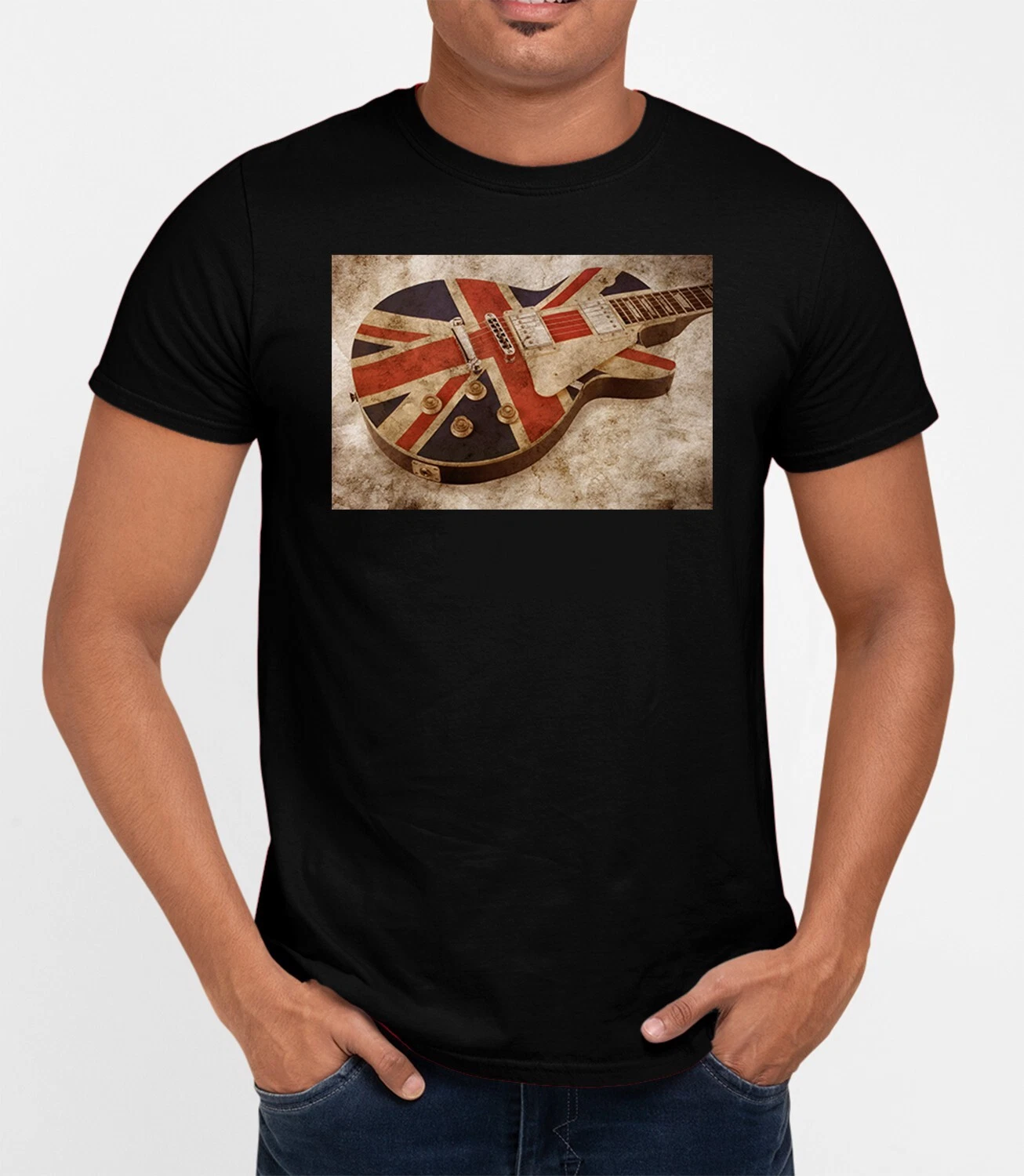 Guitar T-Shirt Classic Union Jack Music Temu Shein Classic Movie Tee Gift Retro