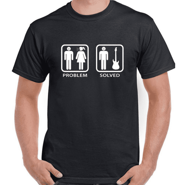 Guitar T-Shirt Problem Solved Mens Funny Electric Acoustic Bass Player ...
