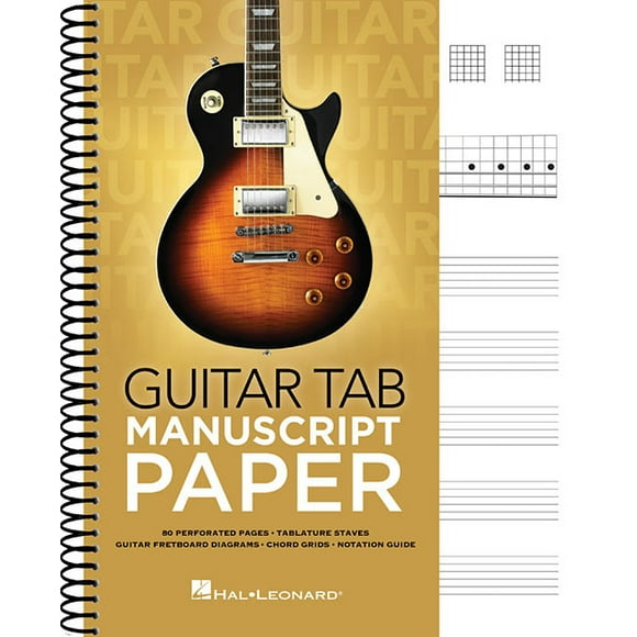 Guitar Tab Manuscript Paper Spiral-Bound Notebook for Guitarists 80 Pages with Tablature Staves Chord Grids & Fretbo, (Spiral-Bound)