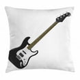 thumbnail image 1 of Guitar Throw Pillow Cushion Cover, Bass Four String Rhythm Music Rock and Roll Element Detailed Illustration, Decorative Square Accent Pillow Case, 18 X 18 Inches, Black White Caramel, by Ambesonne, 1 of 2