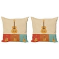 thumbnail image 1 of Ambesonne Guitar Throw Pillow Cover 2 Pack, Acoustic Guitars Retro, 20", Multicolor, 1 of 2